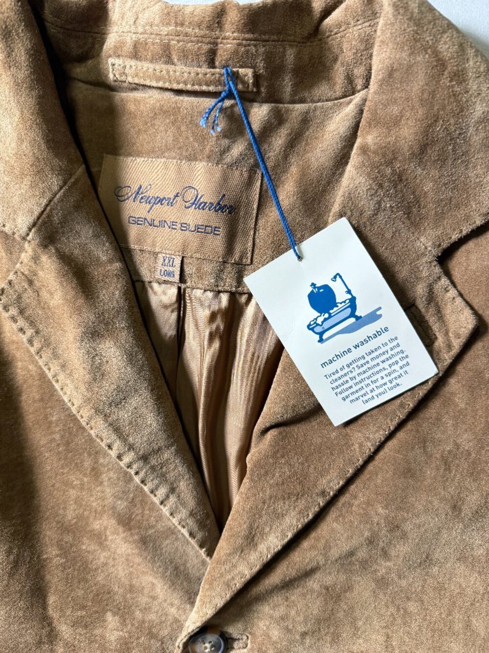 Newport Harbor Washable 100% Suede Elbow Patches, Stitched Detail, Tan XXL Long